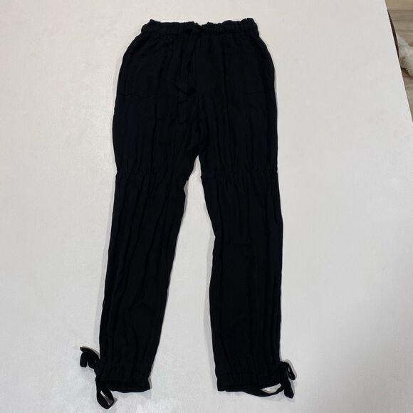 Lulu’s Black Lightweight Tie Ankle Pants Size M - Picture 2 of 7